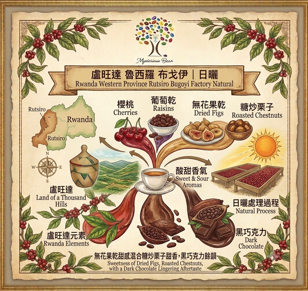 盧旺達 魯西羅 布戈伊|日曬 Rwanda Western Province Rutsiro Bugoyi Factory Red Bourbon Natural 100g